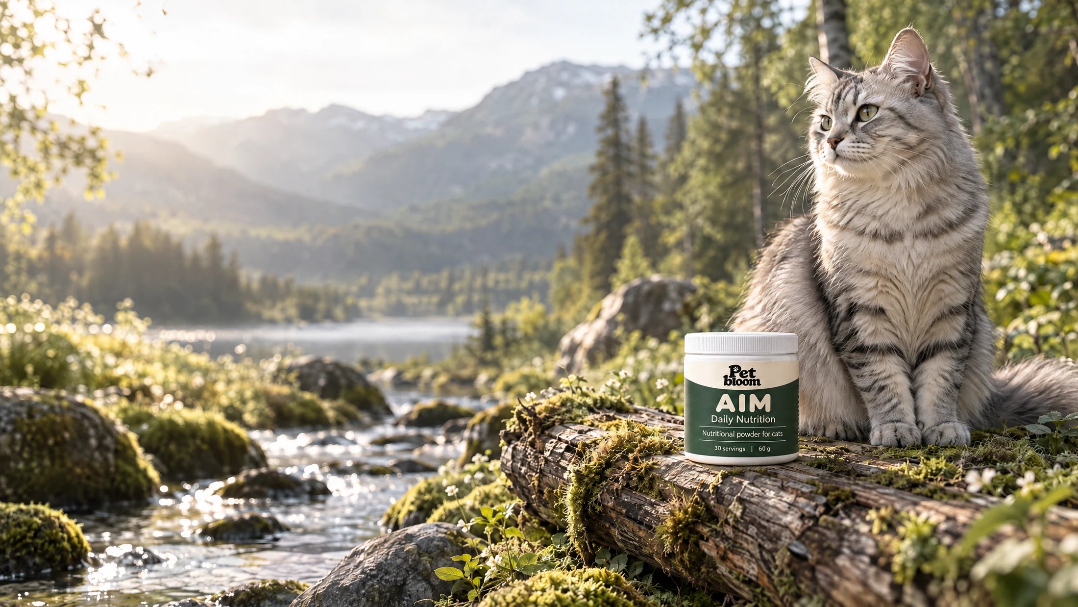 Cat in a green outdoor setting